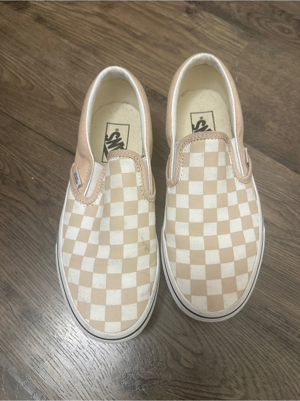 Vans Kids Checkerboard Slip-On Sneakers - Beige & White